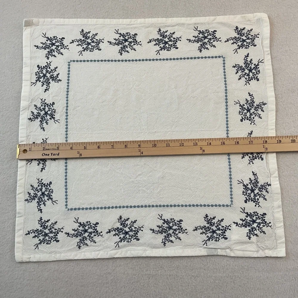 My Texas House Blue Floral White Cotton Napkins Set of 10 Square